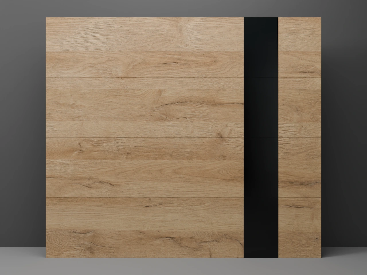 Axis by Modern Decor - Vertical Glass Steel Garage Door — R-10.25 · 8' x 7' · Natural Oak · 12 in · Single column