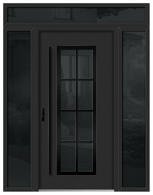 Ebern 5 in Black, two 16" sidelights and a 12" transom (the configurator's art)
