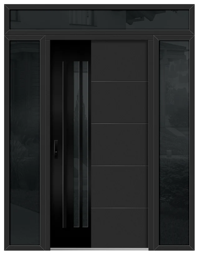 Leimen 5 in Black, two 16" sidelights and a 12" transom (the configurator's art)
