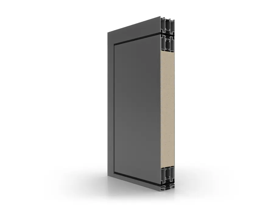 Millennium Plus Pivot — cutaway section through the frame, sash, thermal break and glazing