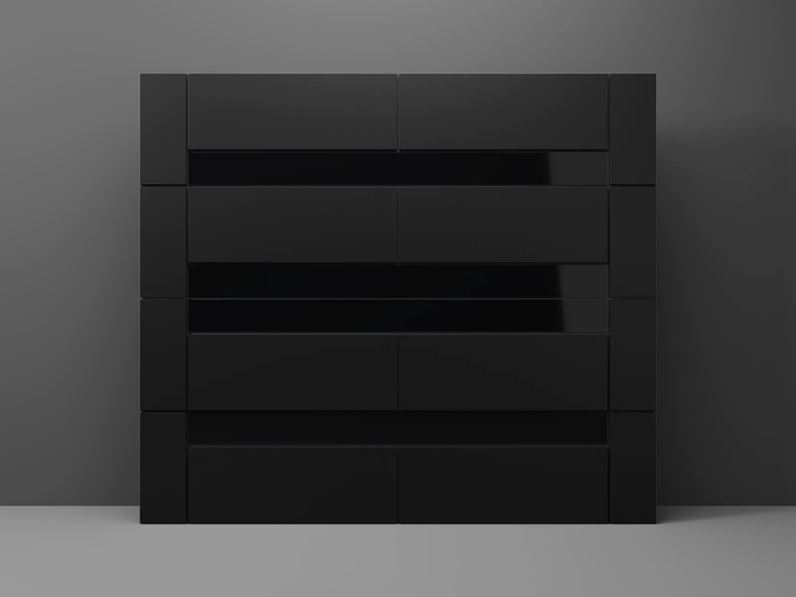 Mirage by Modern Decor - Aluminum Composite (ACM) Garage Door — R-10.25 · 8' x 7' · TOB Black · 2 glass wide · 2 middle