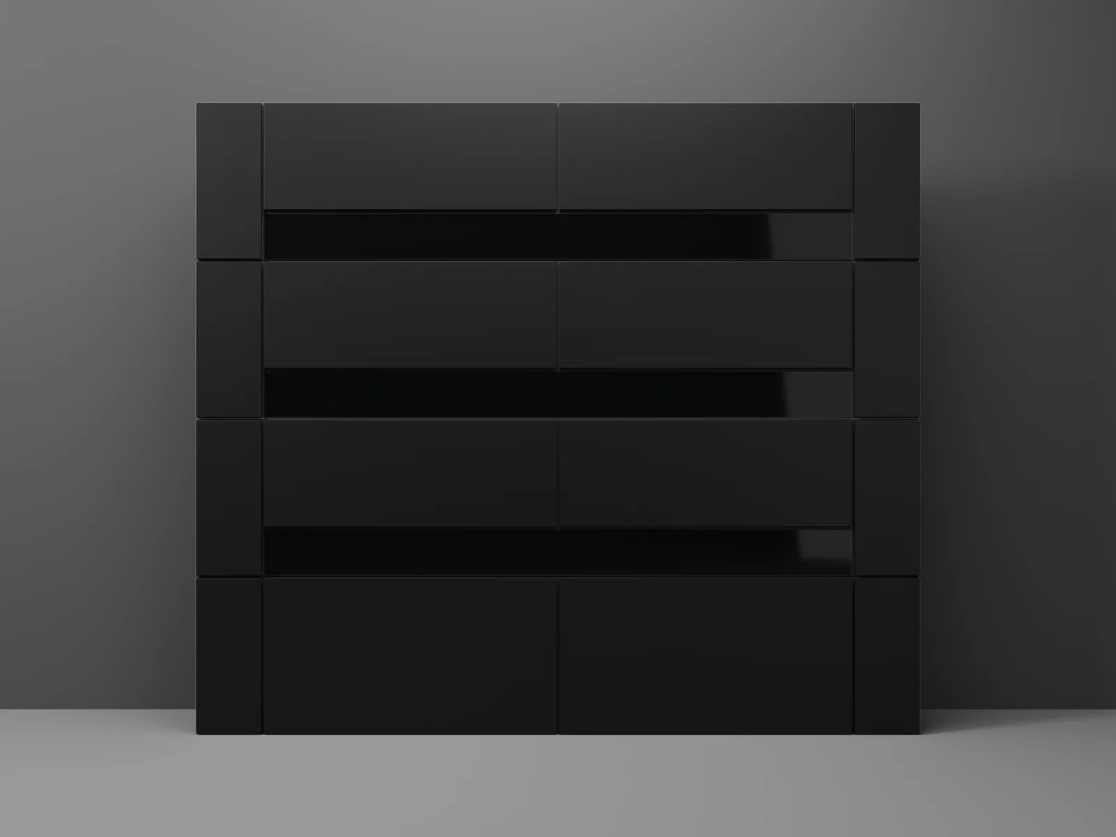Linea by Modern Decor - Aluminum Composite (ACM) Garage Door — R-10.25 · 8' x 7' · TOB Black · 2 glass wide · 2 middle