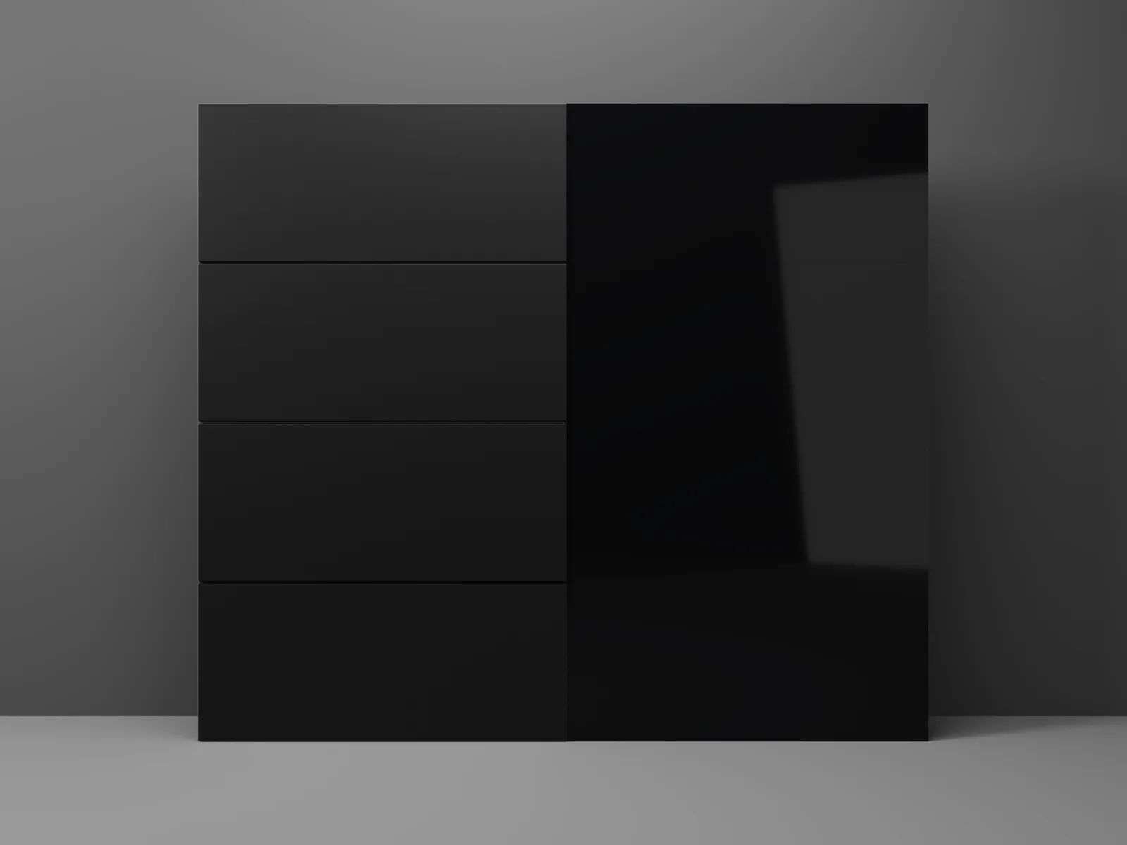 Half View by Modern Decor - Aluminum Composite (ACM) Garage Door — R-10.25 · 8' x 7' · TOB Black · Glass right half
