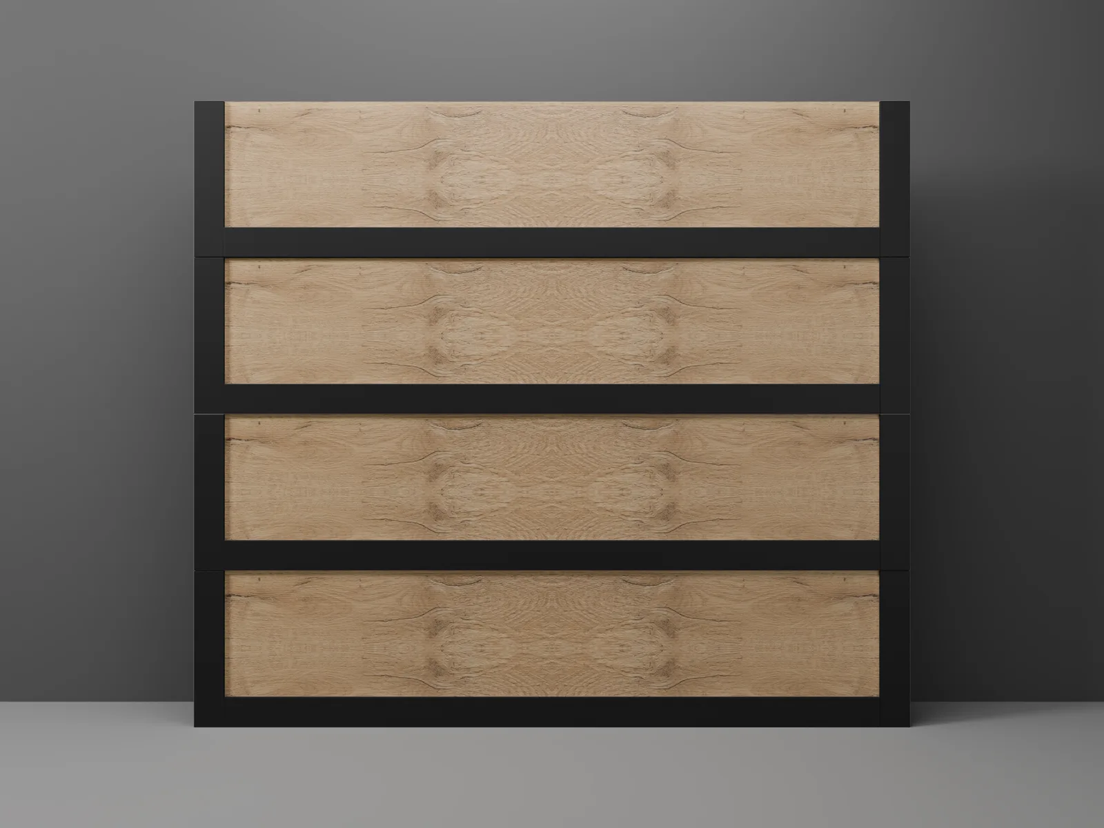 Wood Band by Modern Decor - Woodgrain Inlay Aluminum Composite (ACM) Garage Door — R-10.25 · 8' x 7' · Natural Oak · TOB Black · Open band